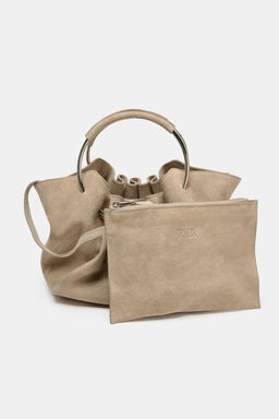 RIGID HANDLE SPLIT SUEDE BUCKET BAG - Zara фото 5