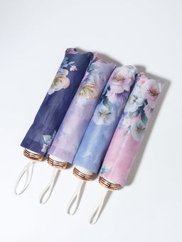 Зонт механический Фиалки, эпонж, 4 сложения, 8 спиц, R=49/55 см, d=98 см, МИКС