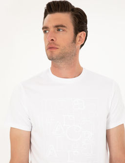 Beyaz Slim Fit Bisiklet Yaka T-shirt
