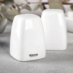 Цена за 2 шт. Набор для специй Wilmax Ilona, 2 предмета: солонка 60 мл, перечница 60 мл, фарфор, белый