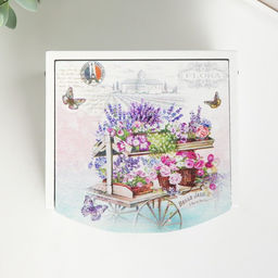 Шкатулка для украшений Тележка с цветами, с зеркалом, дерево, 10.5?10.8?7 см