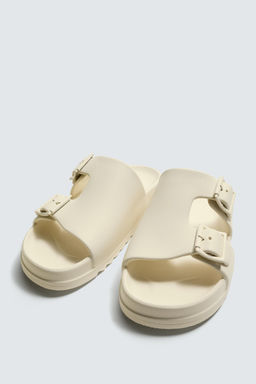 SANDALIA DOBLE TIRA ENGOMADA / Blanco Crema - Zara фото 5