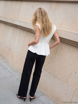Bisiklet Yaka F?rf?rl? Peplum Bluz