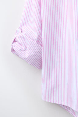 PACK CAMISA RAYAS Y CAMISETA RIB BORDADA / Rosa - Zara фото 5