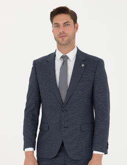 Lacivert Slim Fit Tak_m Elbise