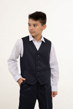 Синий жилет школьный для мальчика Инфанта, модель 1003/5