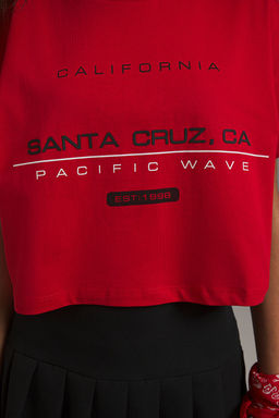 TRENDYOLMILLA Ekru %100 Pamuk Relaxed/Rahat Kal?p Yuksek Slogan Bask?l? Orme T-Shirt TWOSS25TS00079 фото 3