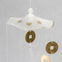 Музыка ветра «Сердечки и китайские монеты», пластик, металл, 4 трубки, 70 см