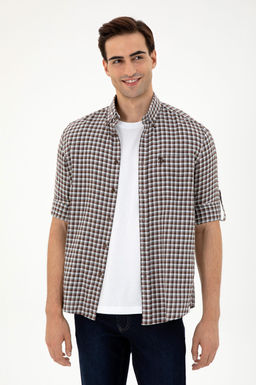 Мужская коричневая рубашка с длинным рукавом Неожиданная скидка в корзине - U.s. polo assn фото 3