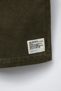 STRAIGHT TWILL BERMUDA SHORTS WITH LABEL - Zara фото 4