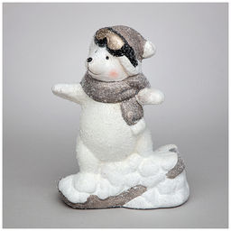 ФИГУРКА БЕЛЫЙ МИШКА НА СНОУБОРДЕ 11,5*6,5*15,5 СМ