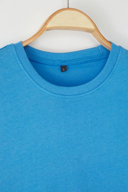 Koyu Mavi Oversize/Genis Kesim %100 T-Shirt TMNSS22TS0318