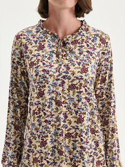 Ba?lamal? Yaka Desenli Bluz