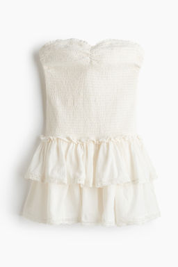 Vestido bandeau con cuerpo nido de abeja