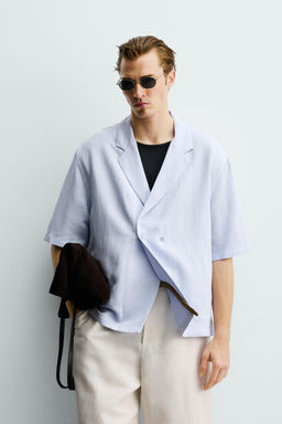 CAMISA KIMONO VISCOSA - LINO / Celeste - Zara фото 2