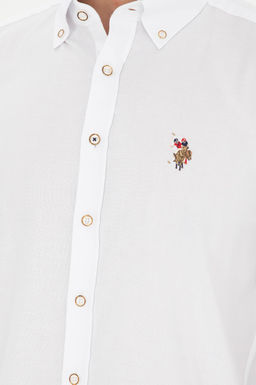 Мужская белая базовая рубашка с длинным рукавом - U.s. polo assn фото 7