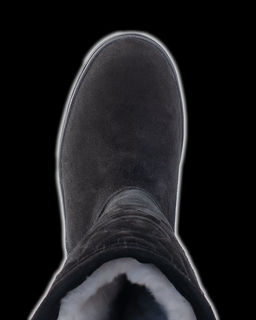 Монголки женские на литой подошве., Черные. Замша. Молния. Подклад овчина. - Рошва фото 11