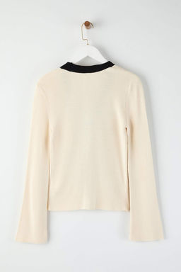 Ekru Dugme Detayl? Renk Bloklu Triko H?rka TWOAW26HI00144 - Trendyolmilla фото 6