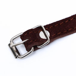 Ошейник замшевый двухслойный 1,2 см, ОШ 30-38 см, коричневый - Пижон фото 5