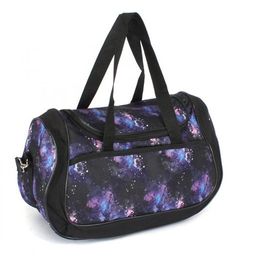 Сумка дорожная Дизайн-Гризли, 1отд, плечевой ремень, 2внеш карм, черный/фиолет (абстракция) 240161