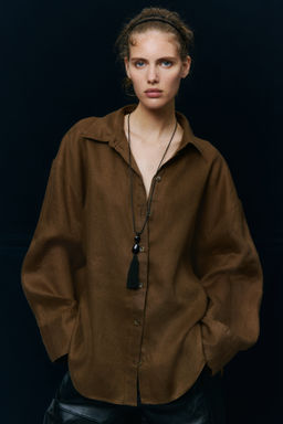 Camisa oversize de lino - H&m фото 7