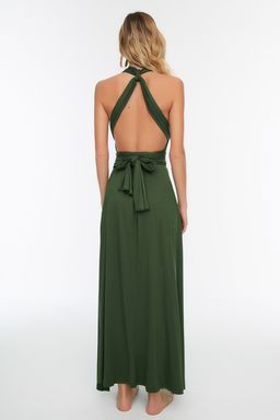 TRENDYOLMILLA Siyah Kusakl? Baglamal? Orme Maxi Plaj Elbisesi TBESS21EL2992 фото 11