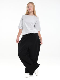 Брюки из футера для девочки с лампасом 22-5697 черный - Mini maxi фото 4