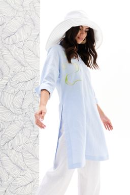 Платье-туника изо льна с вискозой - Elletto фото 5