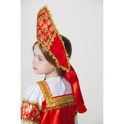 Русский народный костюм Любавушка, платье-сарафан, кокошник, р-р 30, рост 110-116 см, красный - Страна карнавалия фото 6