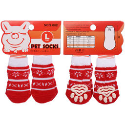 Цена за 5 шт. Носочки для животных "LAPUSIK", принт олененок, цвет красный, размер l, 3,5см