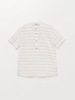 Hakim Yaka ?izgili K?sa Kollu Erkek ?ocuk G?mlek