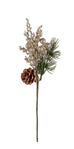 Blumentag VDD-48 Веточка декоративная с шишкой и ягодами 6 х 1 шт. 30 см 01