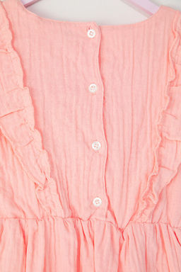 Somon K?z Cocuk %100 Pamuk F?rf?r Detayl? Kolsuz K?sa Dokuma Elbise TKDSS25EL00060 - Trendyolmilla фото 4