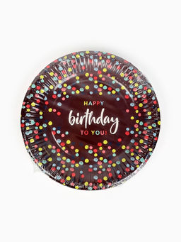 Цена за 10 шт. Тарелка одноразовая бумажная «Happy Birthday», конфетти, 18 см
