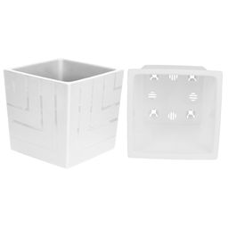 Горшок для цветов пластмассовый Квадро 6,6л, 20х20х20см, со вставкой, белый (Россия) - Домашняя Мода фото 2