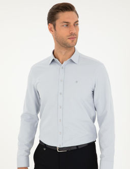 Рубашка Pierre Cardin Oxford Slim Fit серая с длинным рукавом