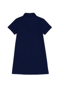 Темно-синее трикотажное платье с короткими рукавами для девочки - U.s. polo assn фото 2