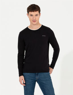 Lacivert Slim Fit Bisiklet Yaka Triko Kazak