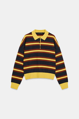 STRIPED KNIT POLO JUMPER - Zara фото 2