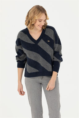 U. S. Polo Assn Женский темно-синий свитер с v-образным вырезом - U.s. polo assn фото 10