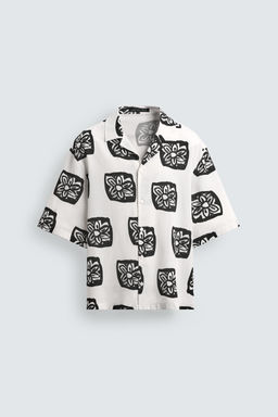 CAMISA RELAXED FIT ESTAMPADO CONTRASTE / Blanco - Zara фото 7