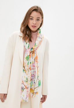 Цветочный палантин из вискозы в акварельном стиле