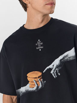 Футболка мужская черная с надписью Еду к теще на блины - Mark formelle фото 4