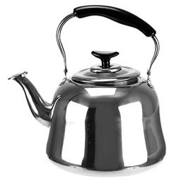 "Новосел" Чайник из нержавеющей стали 3л, д19см h16,5см, со встроенным в крышку свистком, подвижная пластмассовая ручка, цветная коробка (Китай)