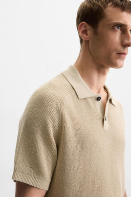 TEXTURED KNIT POLO SHIRT - Zara фото 7