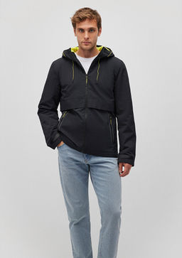 Kapusonlu Siyah Ceket