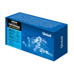 ULD-S1900-020/STB/2AA WHITE IP20 BEADS MINI Гирлянда светодиодная на батарейках 2AA (не в/к), Бусины мини, 1,9м. 20 светодиодов. Белый свет. Провод прозрачный. TM Uniel