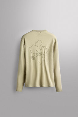 CAMISETA LIGERA LINO - ALGOD?N / verde lavado - Zara фото 9