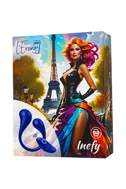 Многофункциональный вибратор LEroina APP INEFY с пультом и APP, силикон, синий, 26,5 см