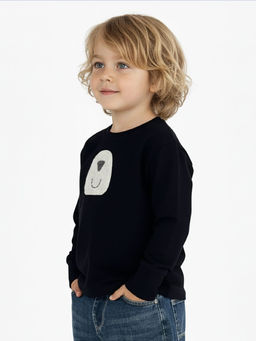 Лонгслив с аппликацией для мальчика 22-0233 черный - Mini maxi фото 4
